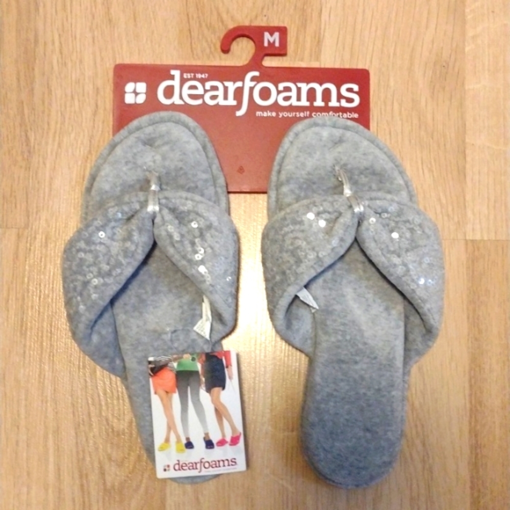 Women's Dearfoam Slippers Heather Grey Size 7 -7 1/2 NWT
